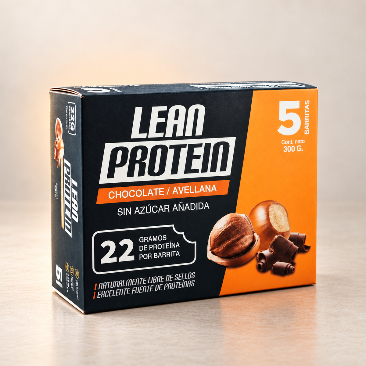 Lean Protein Chocolate / Avellana — Caja de 5 barras