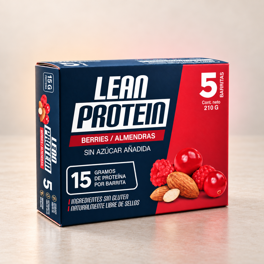 Lean Protein Berries / Almendras — Caja de 5 barras