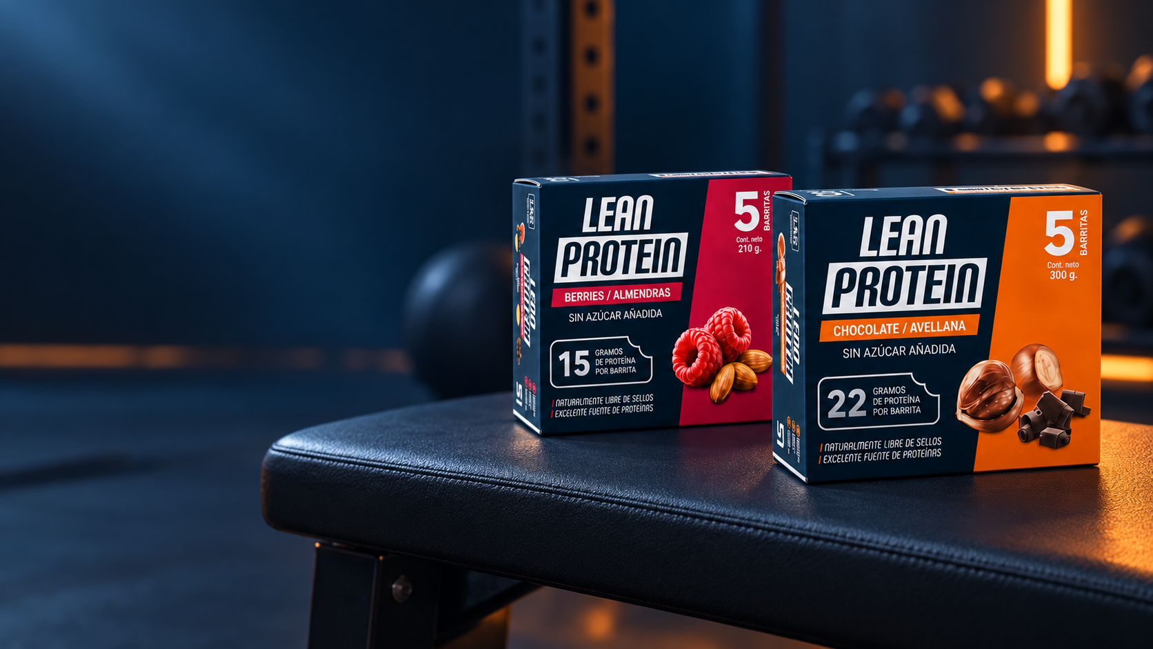 Cajas Lean Protein Chocolate Avellana y Berries Almendras